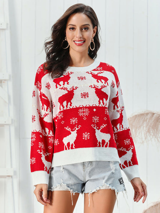 Reindeer Round Neck Sweater Red