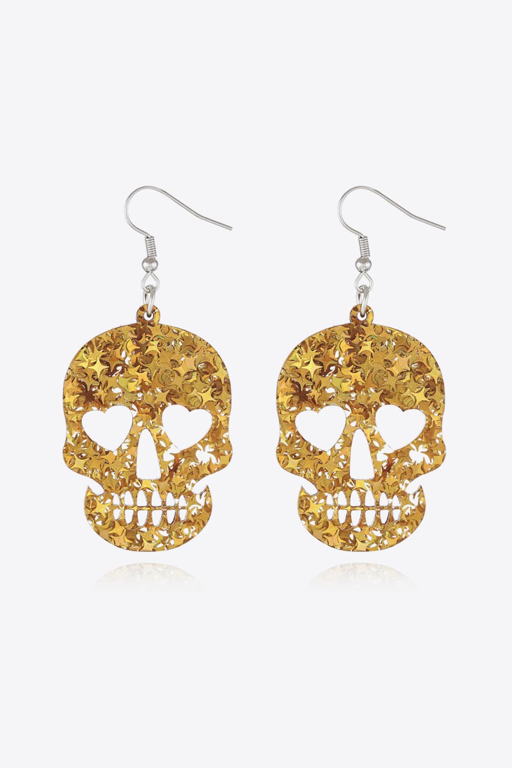 Acrylic Skull Drop Earrings for Halloween Gold One Size