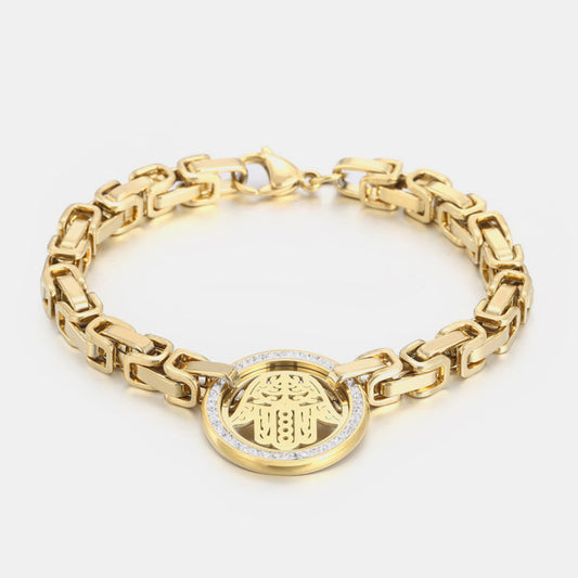 Stainless Steel Zircon Chain Bracelet Gold One Size