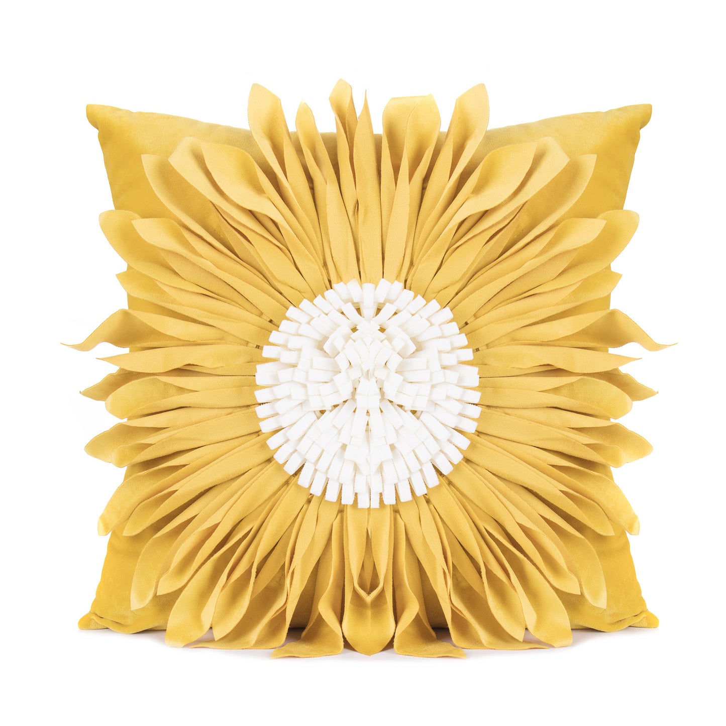 Fashion Modern Style White Throw Pillows Velvet Stitching 3D Chrysanthemum Cushion Waist Pillow Blue Cushion Case Yellow 45x45cm