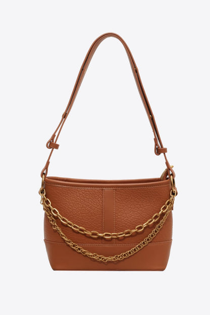 PU Leather Shoulder Bag Caramel One Size