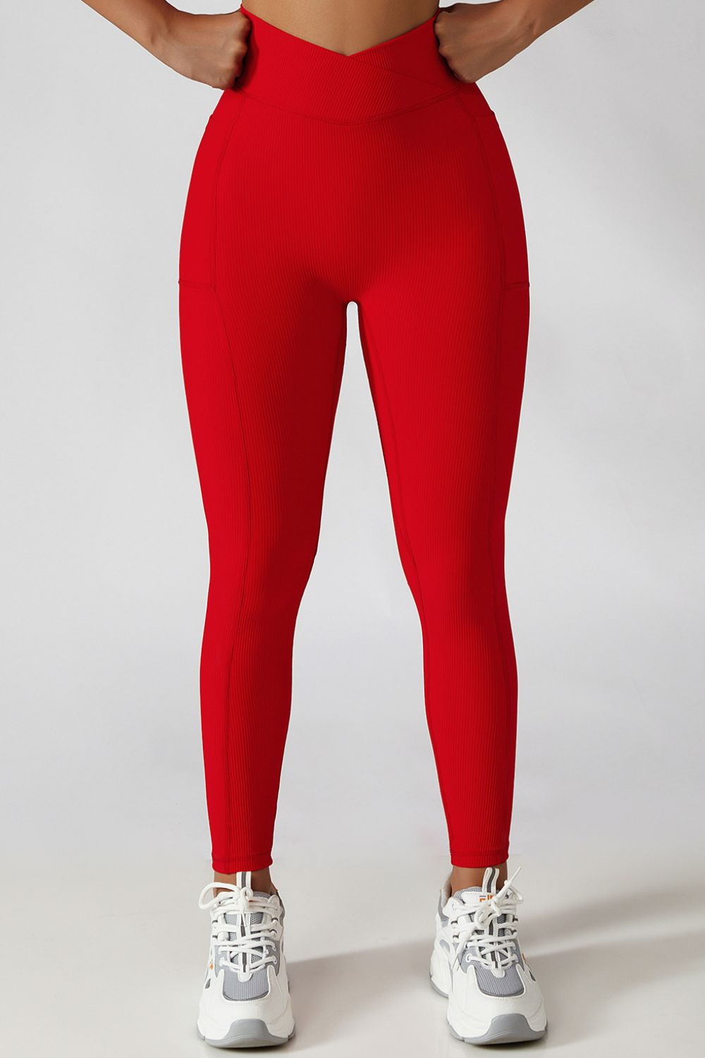 Basic Bae Crossover Waist Active Leggings Red