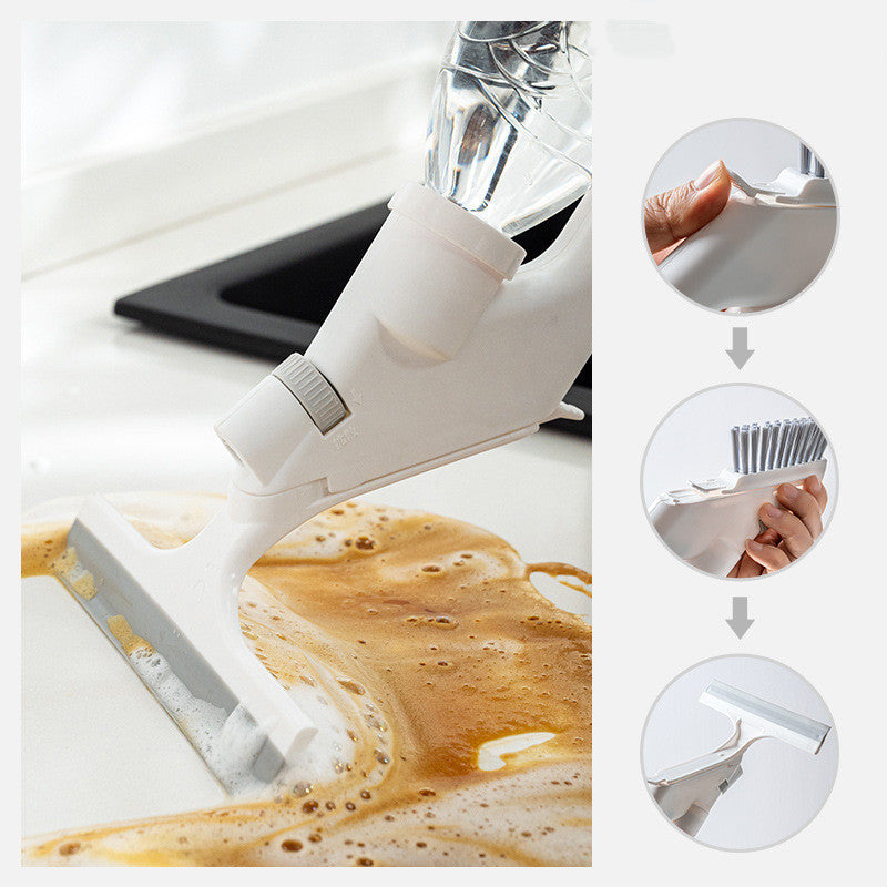 Versatile Spray Cleaning Brush Kit Window Glass Cleaning Tool Set Household Water Spray Brush Window Wiper Kitchen Accessories White