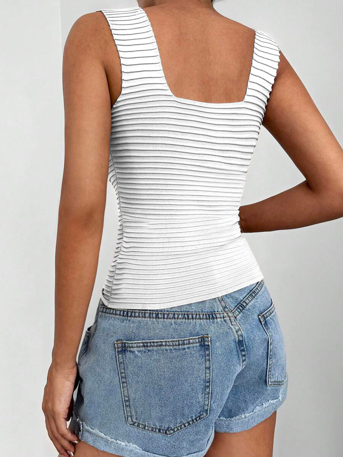 Square Neck Wide Strap Tank - Thandynie