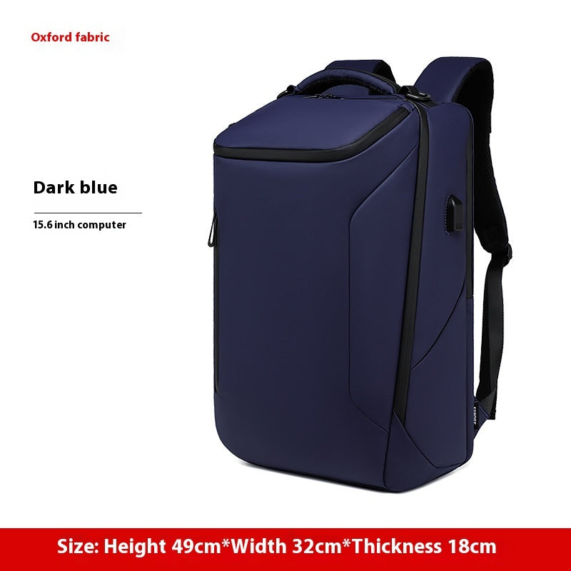 Multi-functional Men's Lightweight Waterproof Backpack | Durable Oxford Cloth Travel Bag Dark Blue 49cmx32cmx18cm