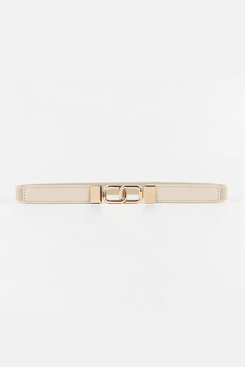 Geometric Double Buckle Elastic Belt Cream One Size