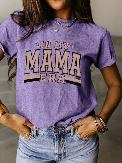 Full Size Letter Graphic Round Neck Short Sleeve T-Shirt Lavender