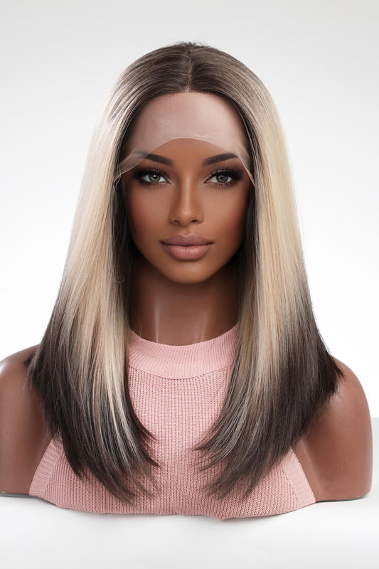 13*2" Lace Front Wigs Synthetic Long Straight 16" 150% Density Blonde Brown One Size