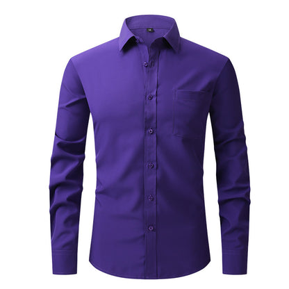 Men's Business Casual Long Sleeve Shirt W73 Grape Purple