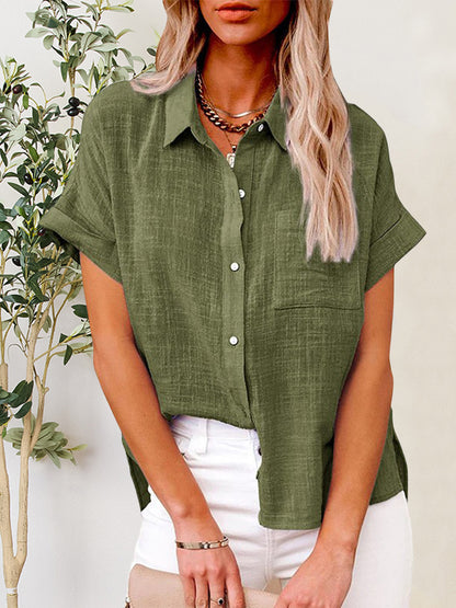 Button Up Short Sleeve Shirt Moss