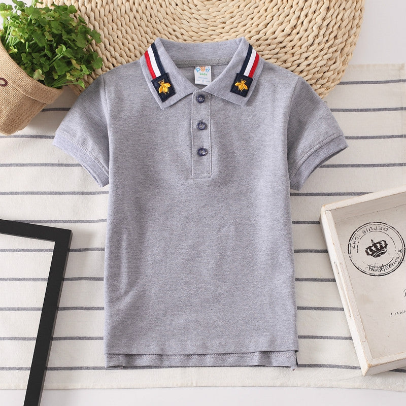 Children's Solid Color Polo Shirt Grey