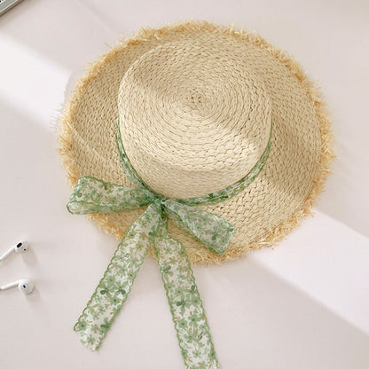 Raffia Straw Braided Sun Hat Gum Leaf One Size