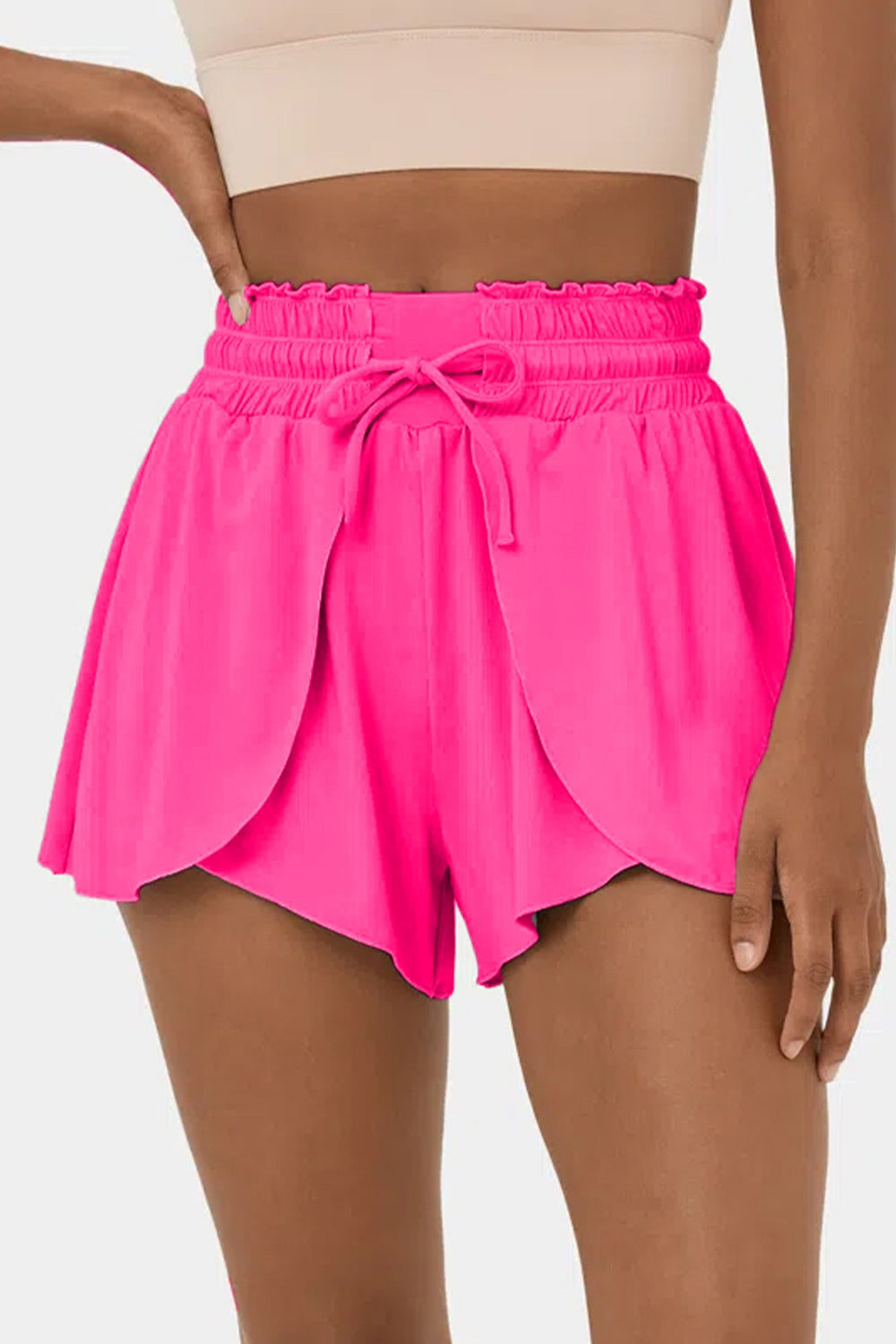 Drawstring Swim Shorts with Pockets Hot Pink