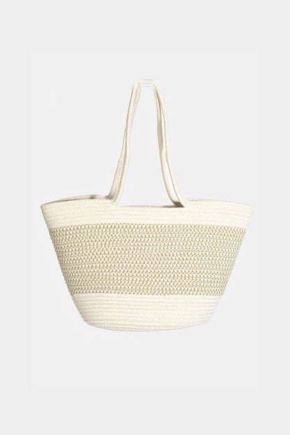 Fame Braid Pattern Beach Tote Bag Ivory One Size