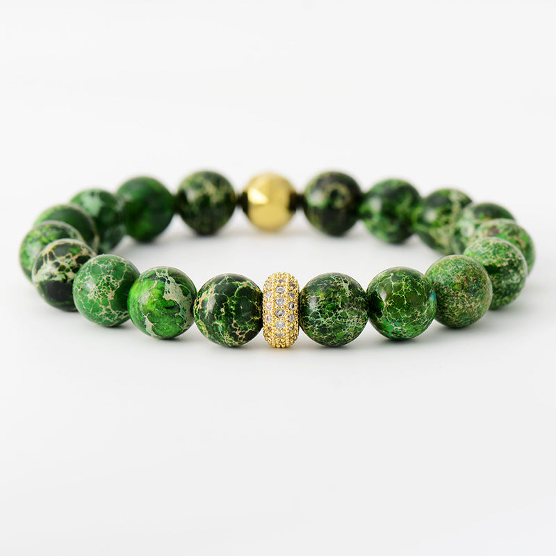 Natural Stone Beaded Bracelet Green One Size