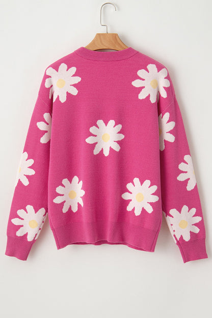 Daisy Round Neck Dropped Shoulder Sweater