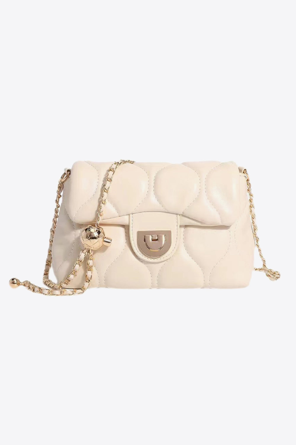 PU Leather Adjustable Chain Crossbody Bag Ivory One Size