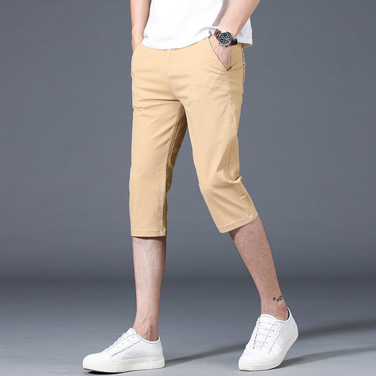 Men's Slim-fitting Mid-waist Summer Thin Casual Pants 8009WL Khaki