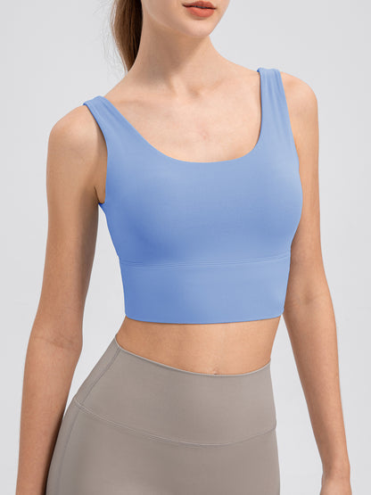 Scoop Neck Wide Strap Active Tank Sky Blue