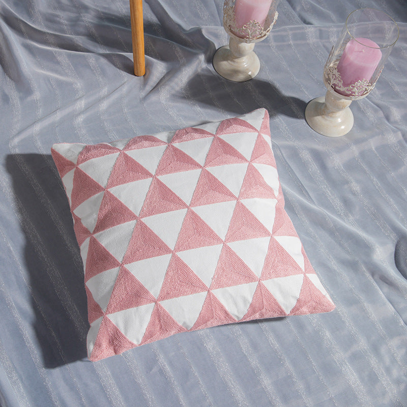 Geometric cotton embroidered pillowcase Triangle