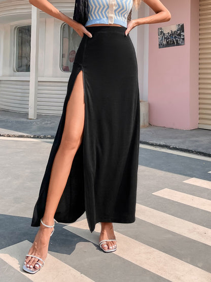 Slit Maxi Skirt Black