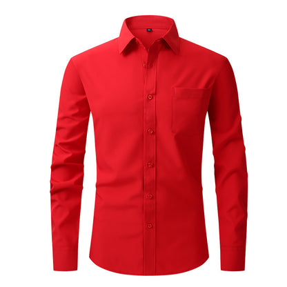 Men's Business Casual Long Sleeve Shirt W712 Flame red