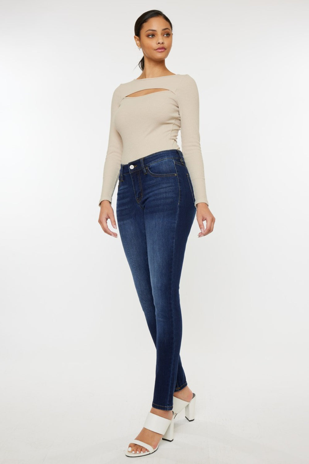 Kancan Mid Rise Gradient Skinny Jeans - Thandynie