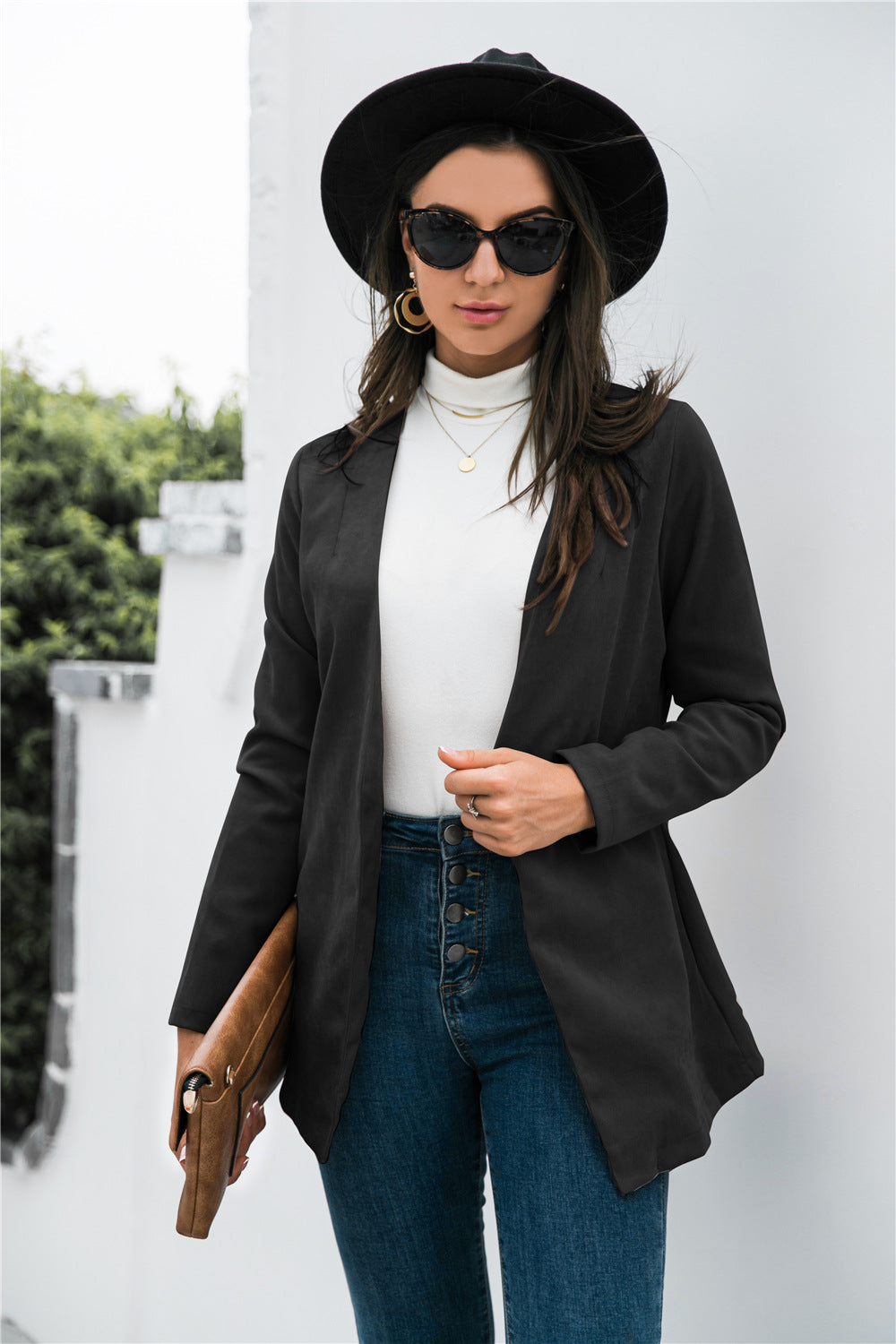 Three-Quarter Sleeve Blazer Black