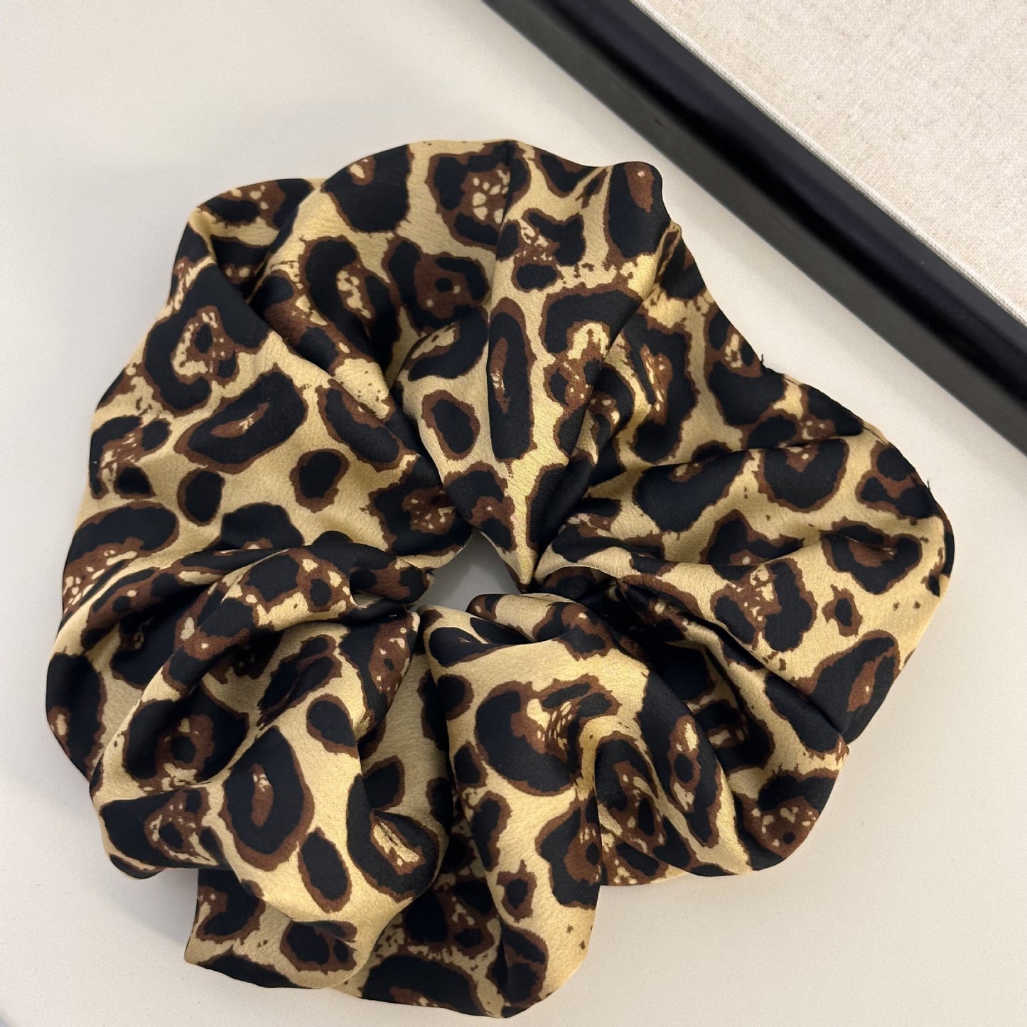 Leopard Elastic Hair Scrunchy Tan One Size