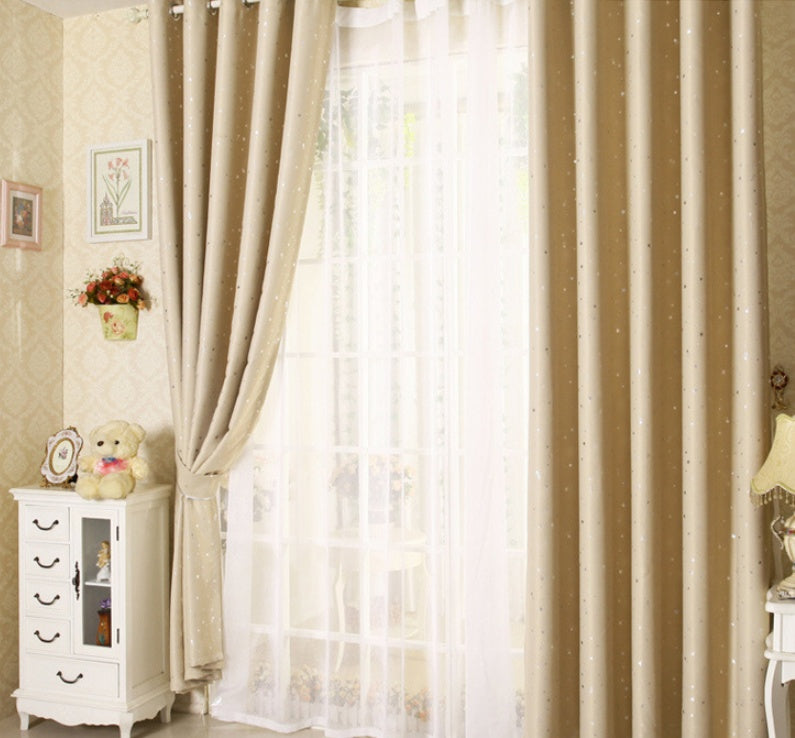 Star Print Perforated Finished Curtain – Elegant Acrylic Design Cream color