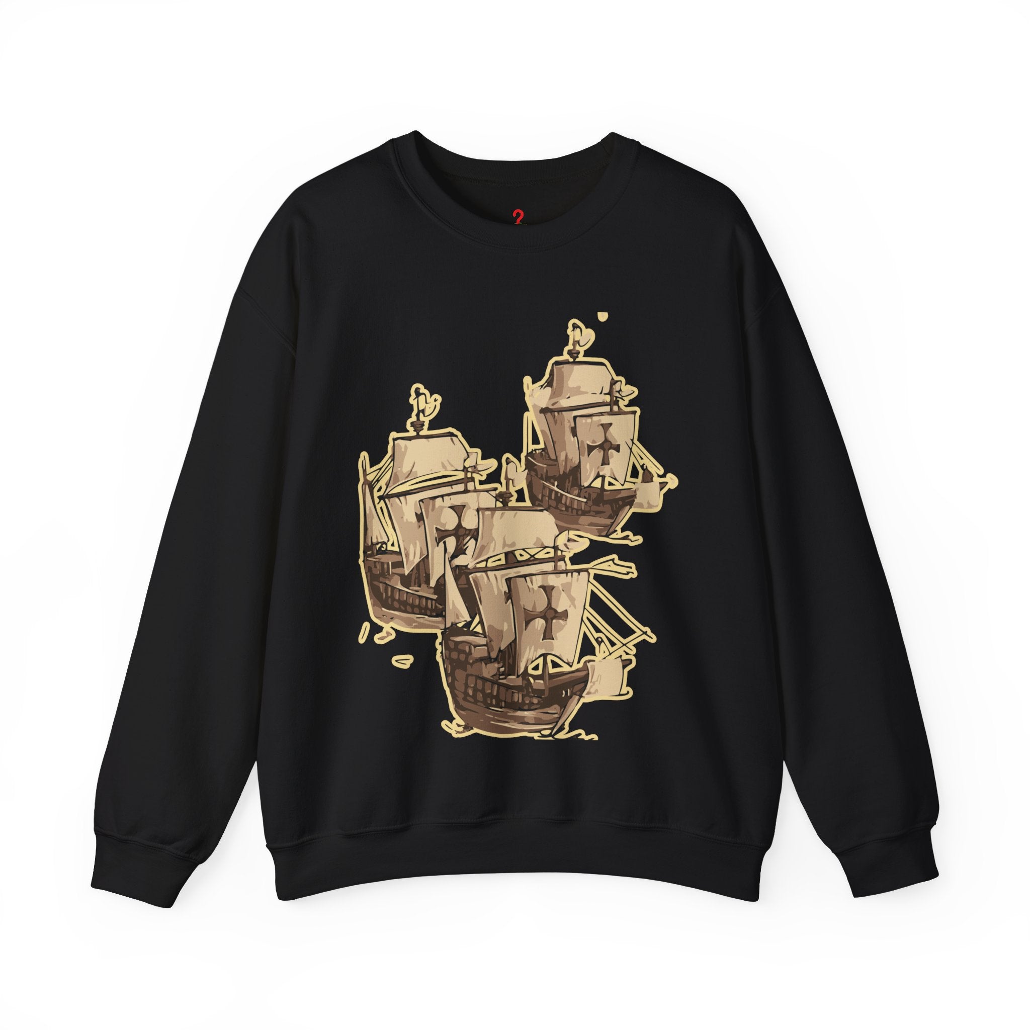 Unisex Heavy Blend Crewneck Sweatshirt with 3 Boats Design Ultimate Comfort & Sustainability Black