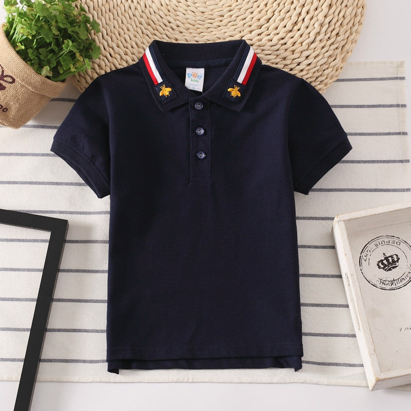 Children's Solid Color Polo Shirt Black