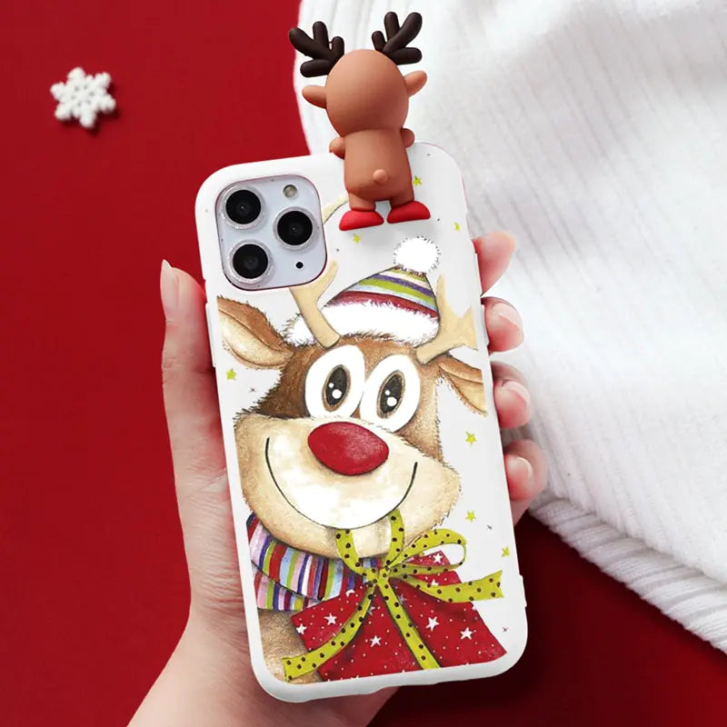 3D Merry Christmas Phone Case Beige For iPhone XS