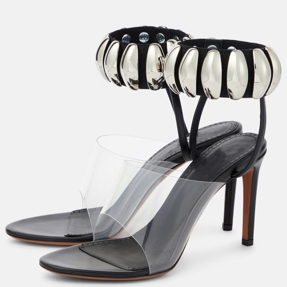 Women's High Heels | Round Toe Metal Buckle Transparent PVC Roman Sandals