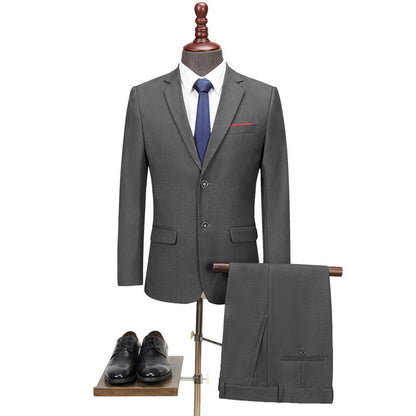 Men's Casual Business Suit Two-piece Suit Plus Size Work Ball Suit Men Gray