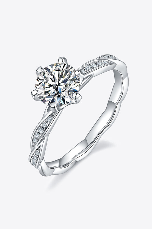 1 Carat Moissanite 925 Sterling Silver Ring Silver