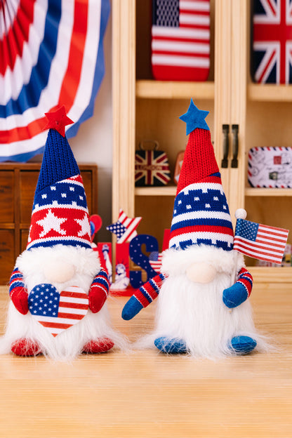 2-Piece Independence Day Knit Decor Gnomes Red Blue One Size