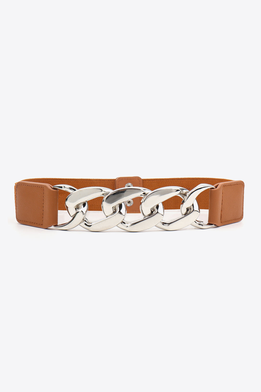 Chain Detail Elastic Belt Ochre Silver One Size