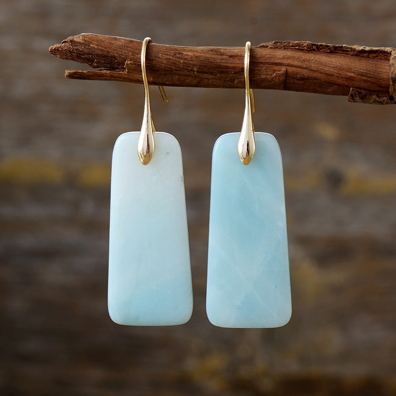 Natural Stone Geometric Shape Earrings - Thandynie