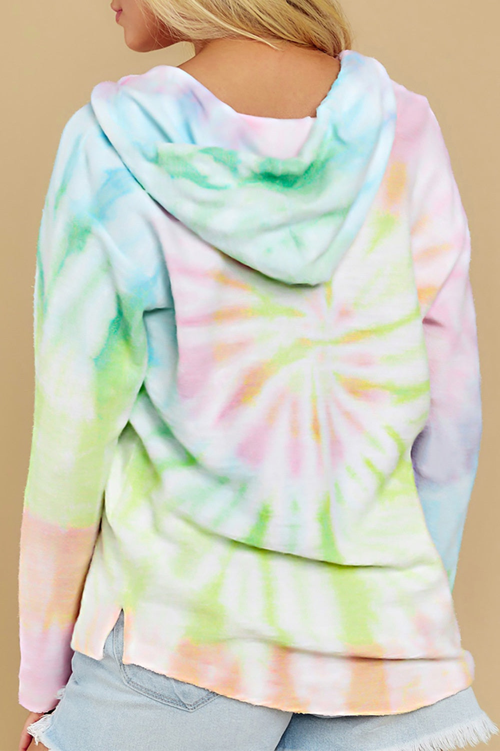 Drawstring Tie-Dye Long Sleeve Hoodie