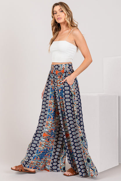 SAGE + FIG Bohemian Multi Geo Print Wide Leg Pants Multi