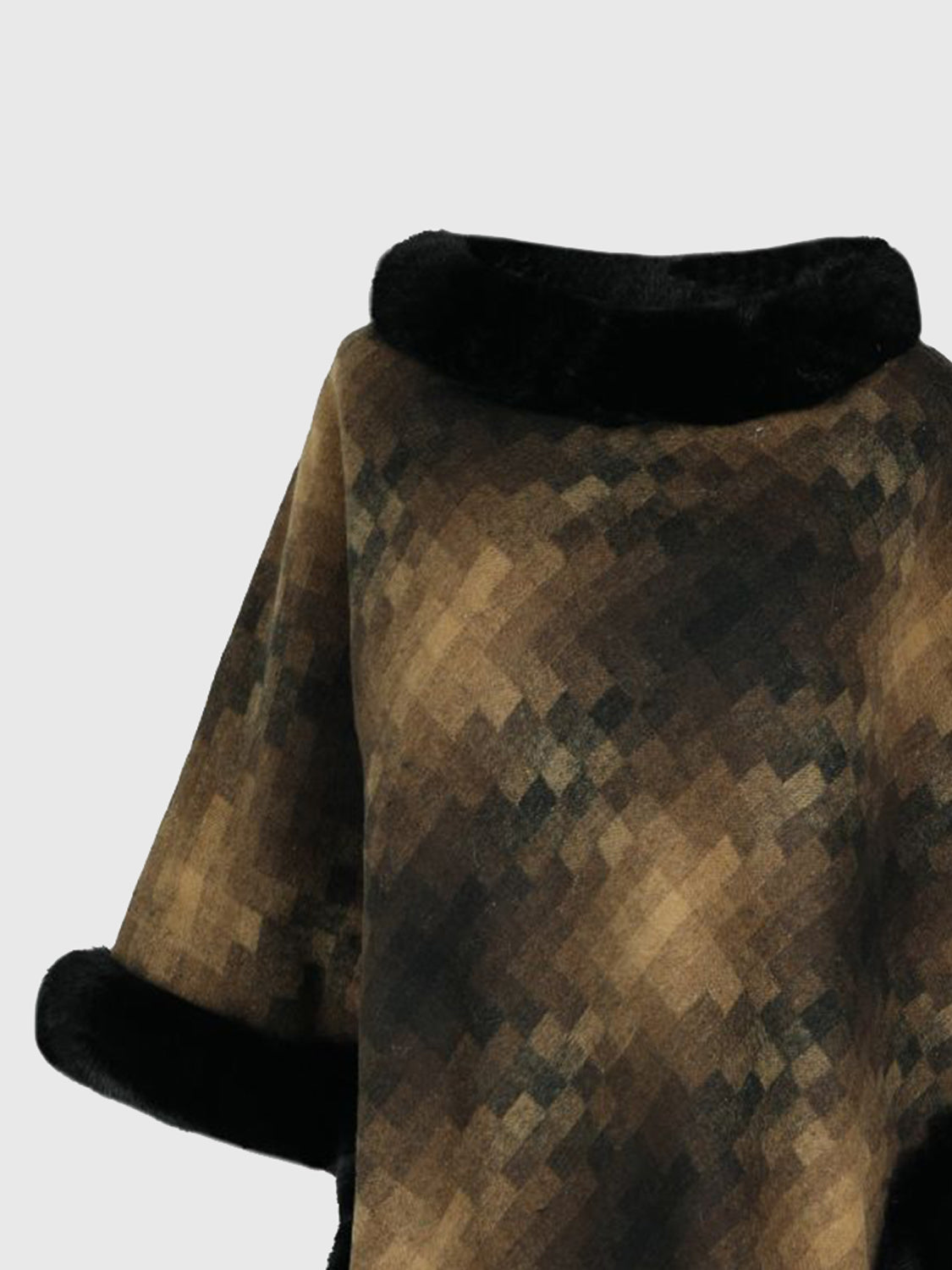 Faux Fur Trim Poncho - Thandynie