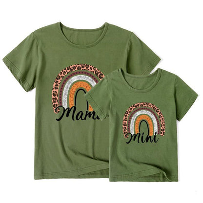 Mother-daughter Matching Outfit Mom And Daughter European And American Summer Casual Trend New Rainbow Letter Print Short-sleeve