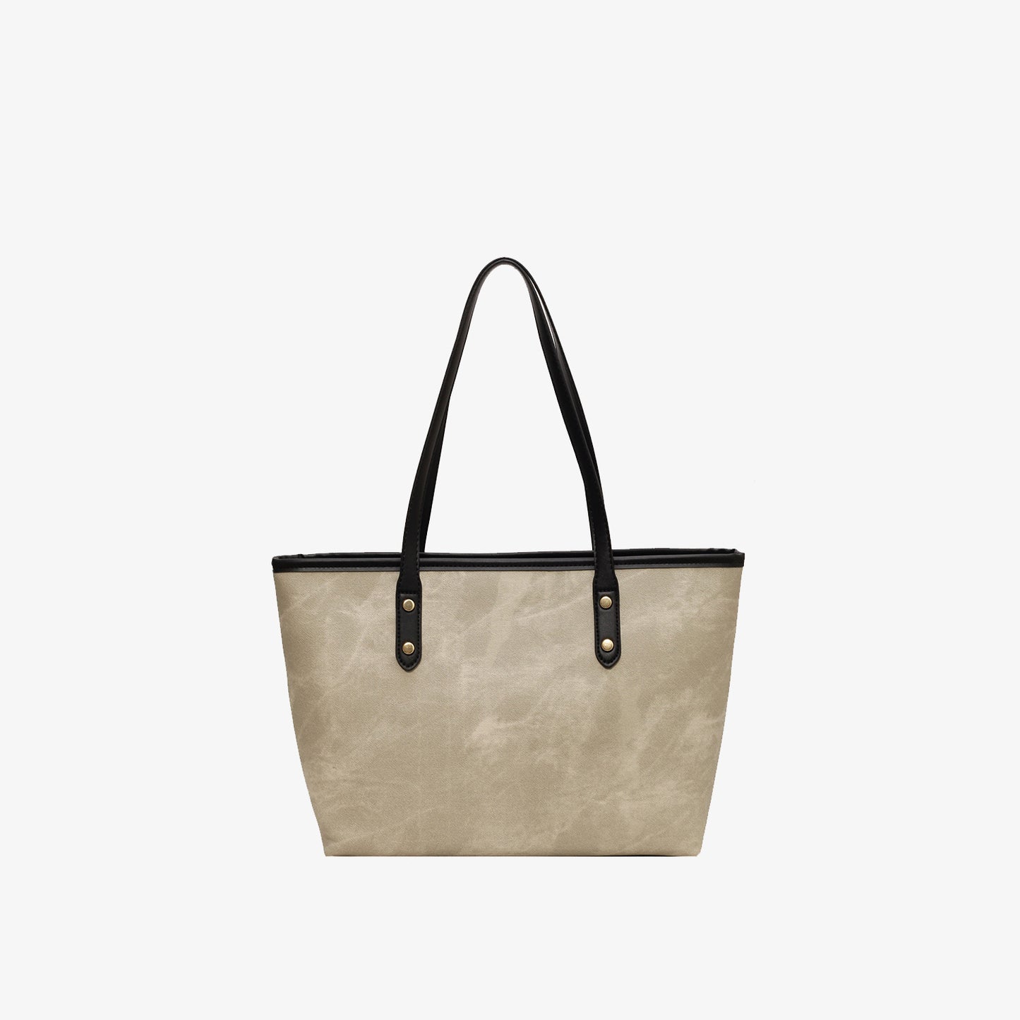 PU Leather Tote Bag Khaki One Size