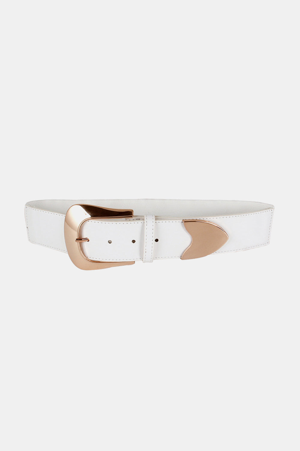 Elastic Wide PU Belt White One Size