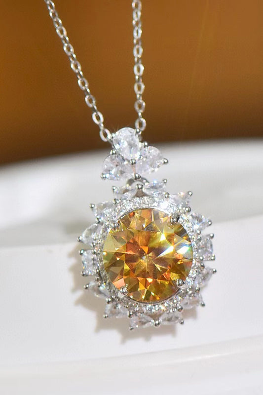 5 Carat Yellow Moissanite Pendant Necklace Yellow White One Size