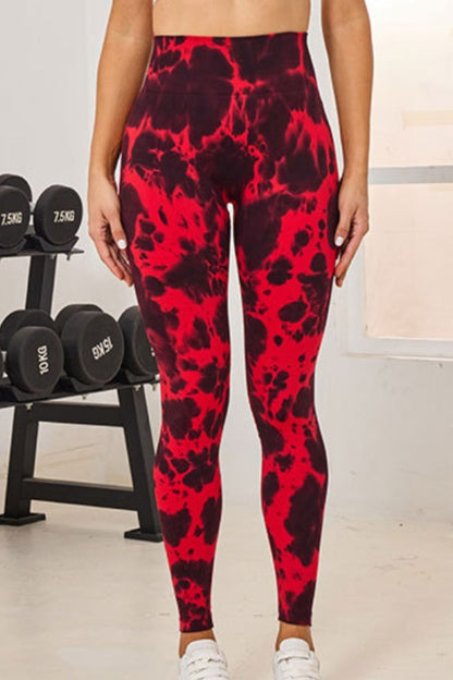 Tie-Dye High Waist Active Leggings Deep Red