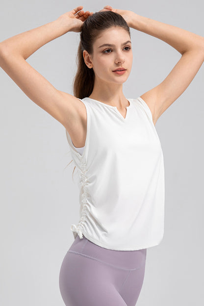 Notched Wide Strap Active Tank White