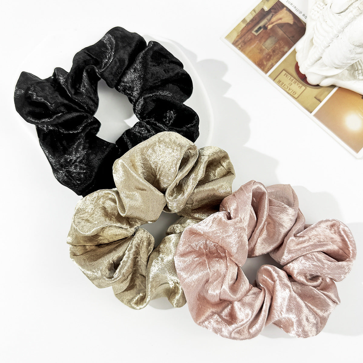 3-Piece Polyester Elastic Hair Scrunchy Multi One Size