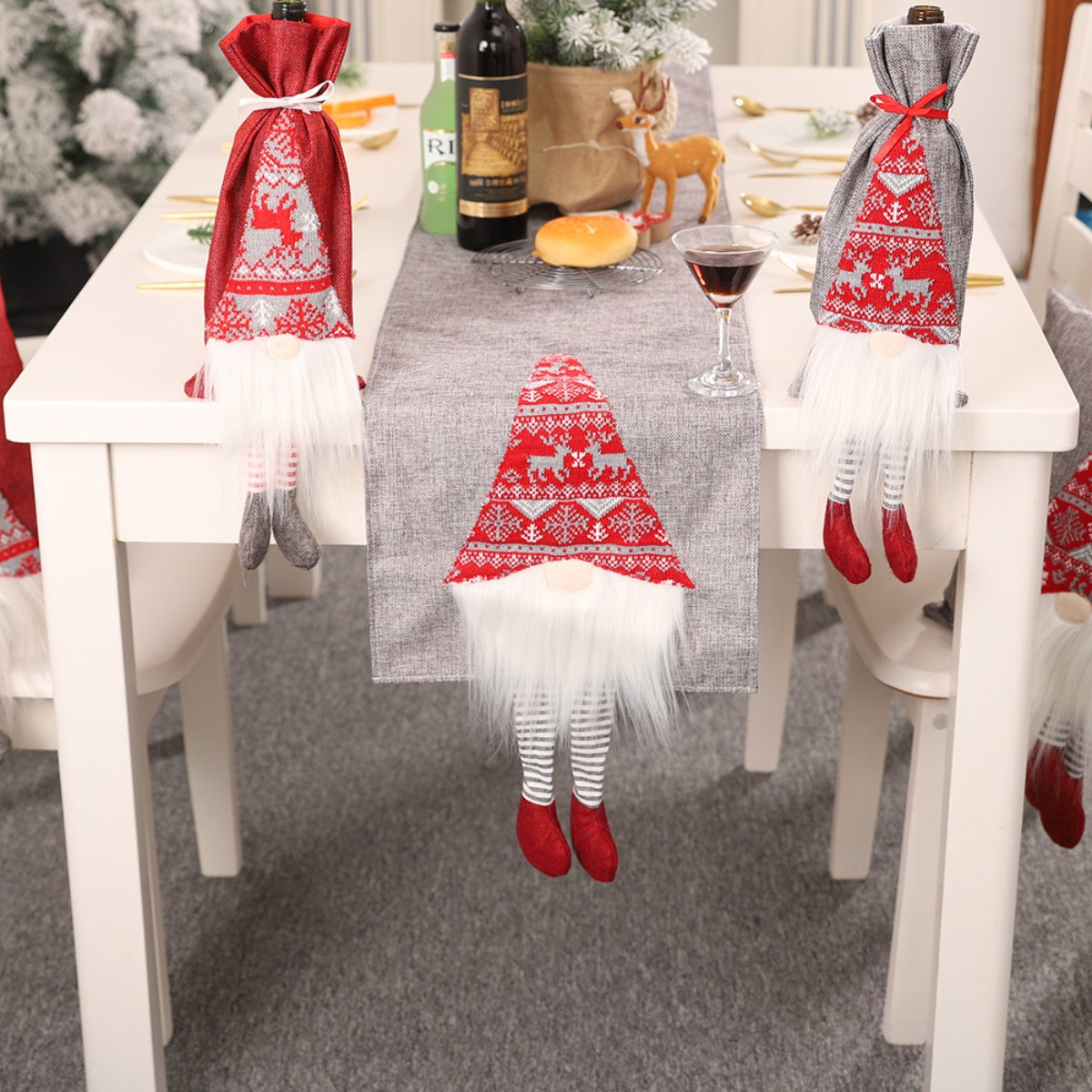 Christmas Element Table Runner Dark Gray One Size